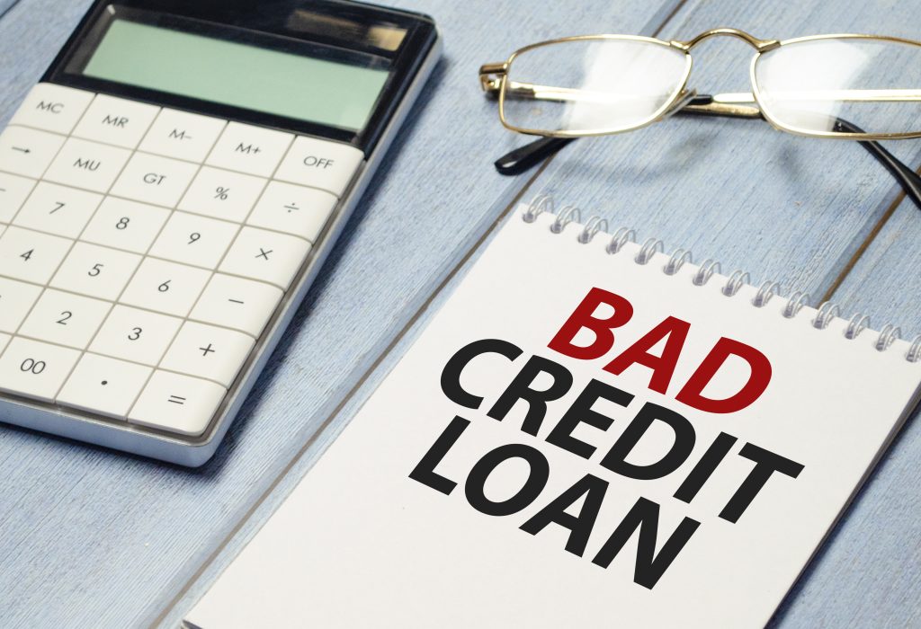conceptual photo showing printed text bad credit loan